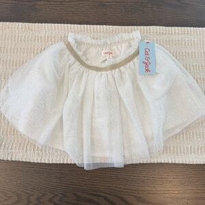NWT Cat & Jack White Tulle Skirt with Gold Sparkles and Waistband Size 4T